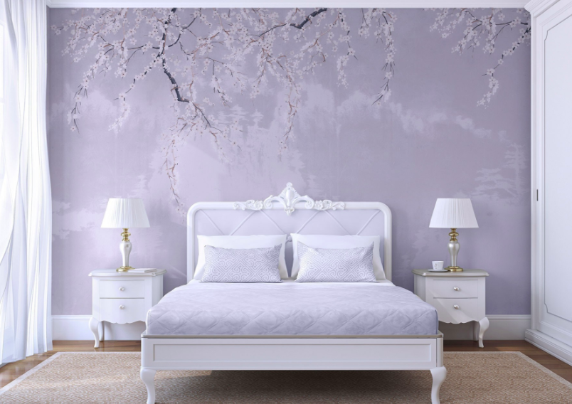  Papel pintado de flores e insectos con diseño de flor de iris,  pintura tradicional oriental, papel pintado autoadhesivo extraíble, fácil  de limpiar para muebles de pared de bricolaje, habitación de niños